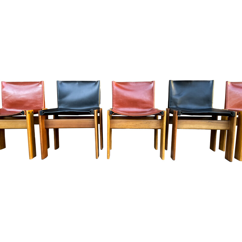 Set of 8 vintage Monk chairs by Afra and Tobia Scarpa for Molteni, 1973