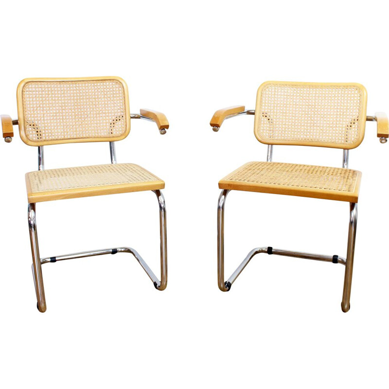 Pair of vintage B64 chairs by Marcel Breuer, Italy 1970