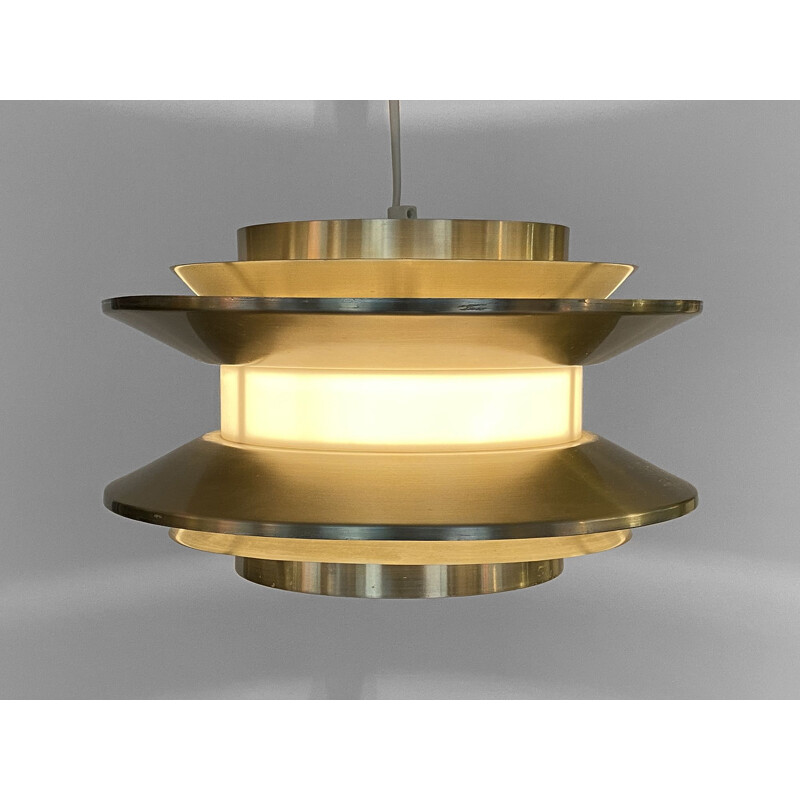 Vintage pendant lamp "Trava" in golden aluminium by Carl Thore for Granhaga Metallindustri, Sweden 1970s