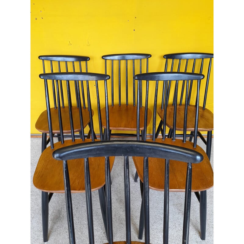 Set of 6 Scandinavian vintage chairs by Ilmari Tapiovaara, 1960
