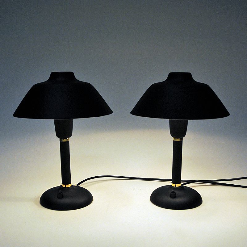 Metal Table Lamps By Gemi 1950s, Retro Black Metal Table Lamp