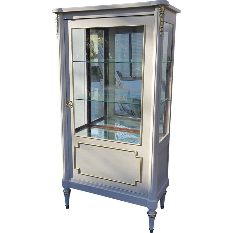 Grey vintage display cabinet