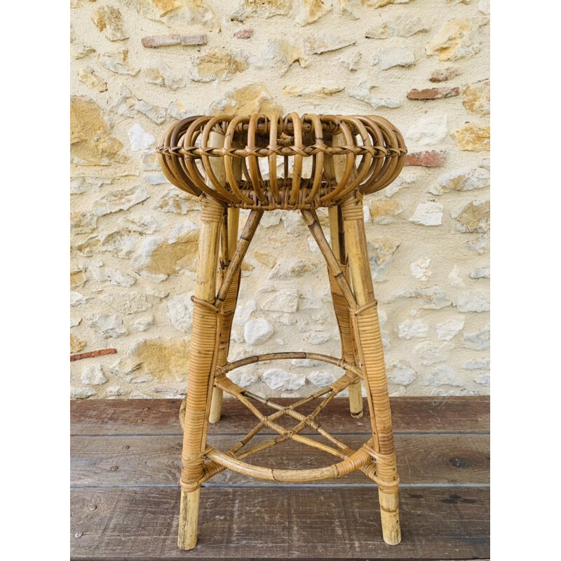 Vintage bar stool in rattan by Franco Albini for Vittorio Bonacina, 1950