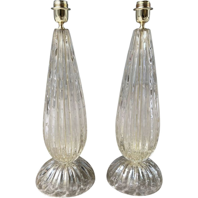 Pair of vintage gold lamps by Toso, 1980