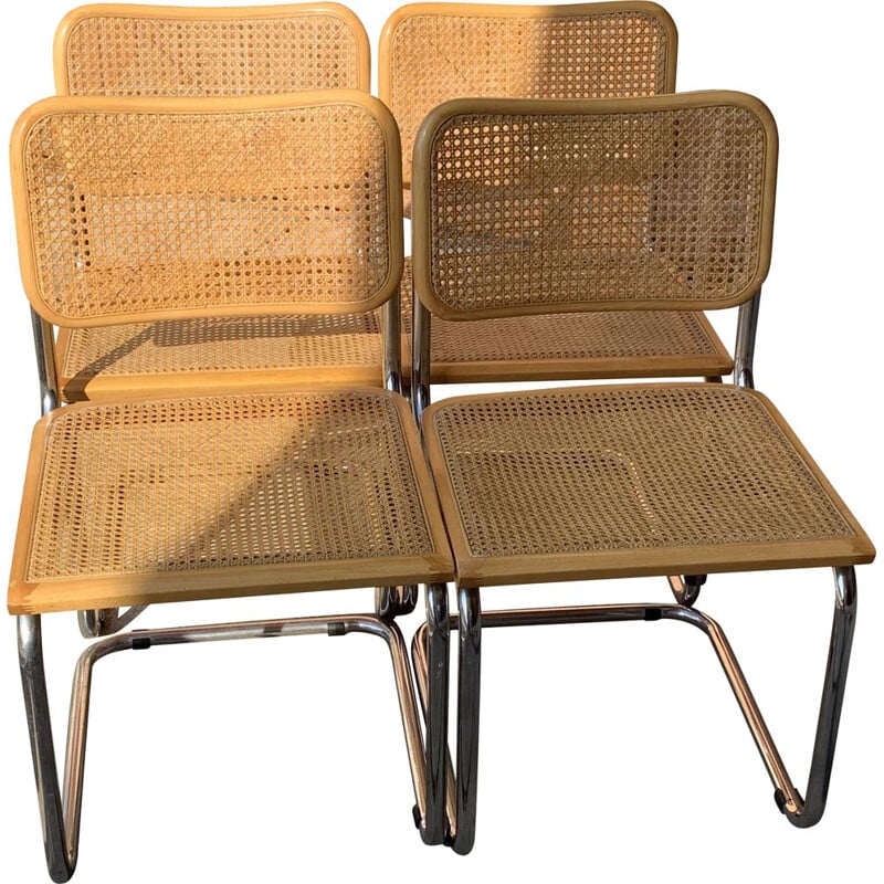 Set of 4 mid century Cesca chairs by Marcel Breuer