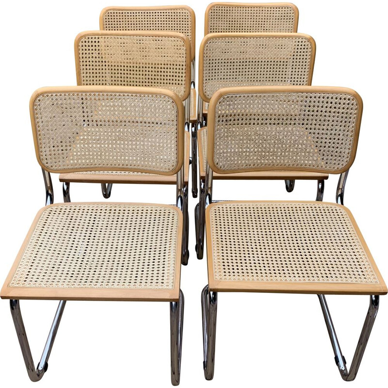 Set of 6 mid-century cesca chairs by Marcel Breuer