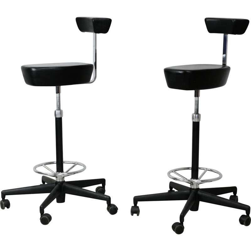 Pair of vintage high swivel stools by Georges Nelson for Vitra, 2001