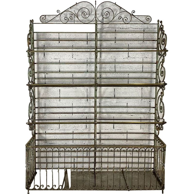 Vintage bread stand in wrought iron and fine brass, 1800