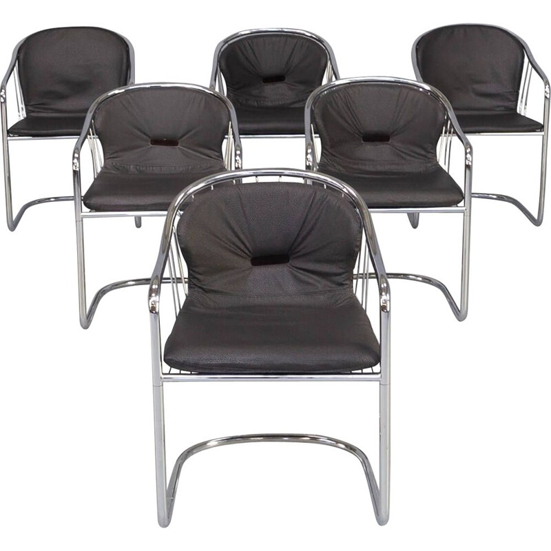 Set of 6 vintage chairs by Gastone Rinaldi for Rima, 1970s
