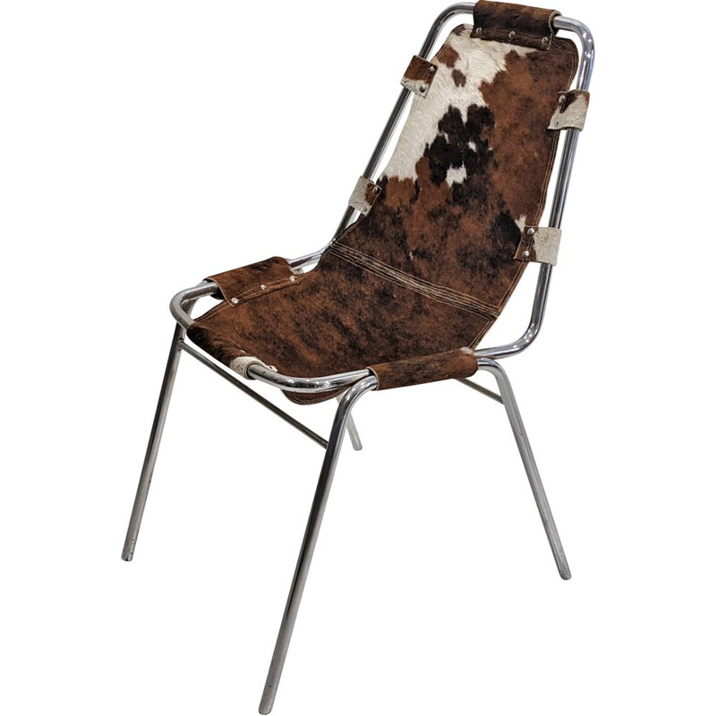 Vintage cow skin chair for Les Arcs, France 1960