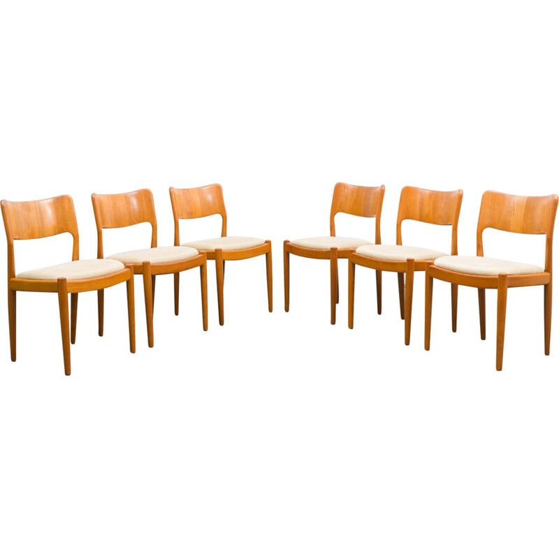 Set of 6 Danish vintage teak dining chairs by Juul Kristensen for Glostrup Möbelfabrik, 1960s