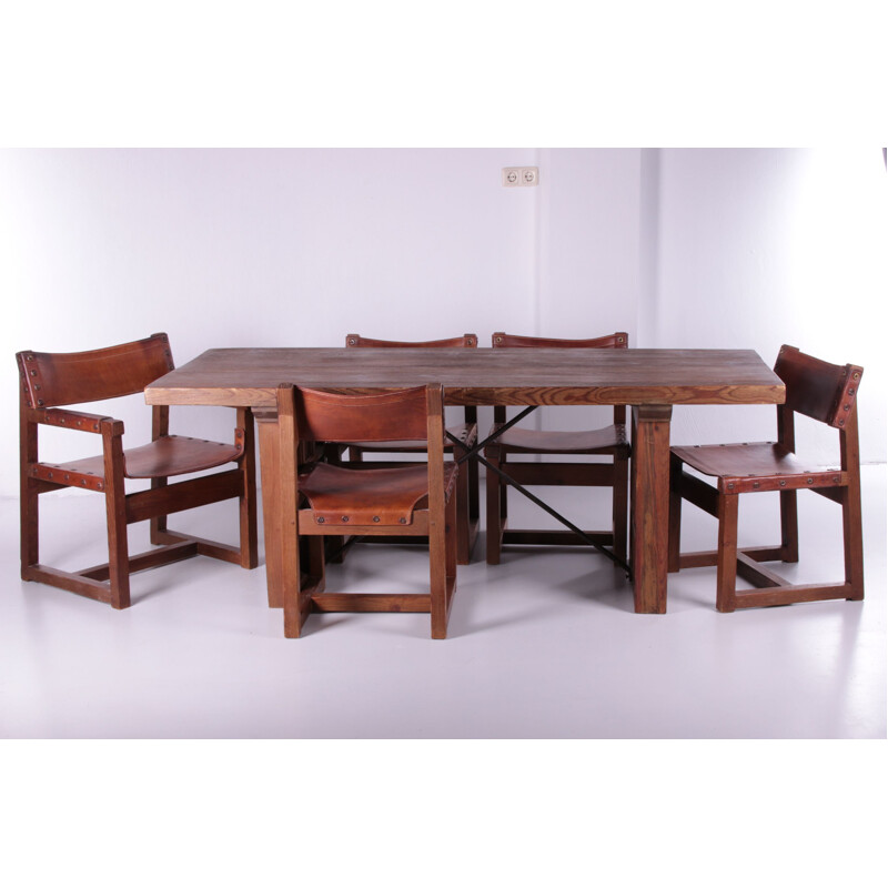 Vintage Brutalist Spanish Dining Set By, Spanish Style Dining Room Table And Chairs Sets