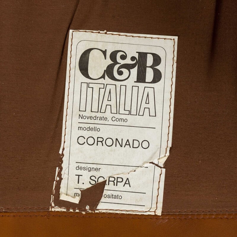 Vintage Coronado 3-seater sofa in brown leather by Tobia Scarpa for C&B, Italia 1960s
