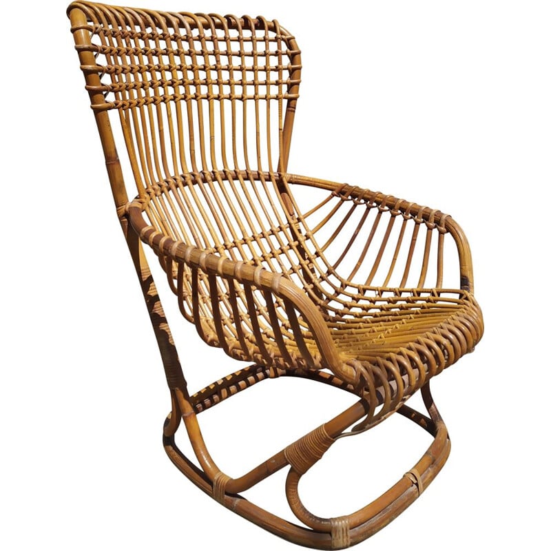 Vintage Bp4 wicker armchair by Tito Agnoli for Pierantonio Bonacina, 1959