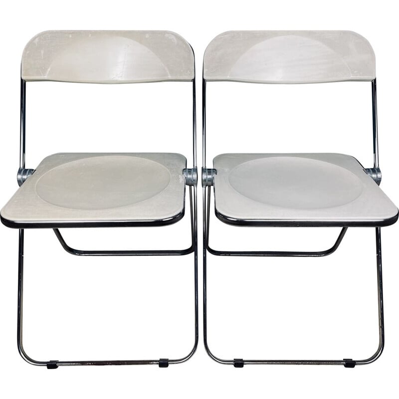 Pair of vintage folding chairs by Giancarlo Piretti for Castelli, Italy 1970s