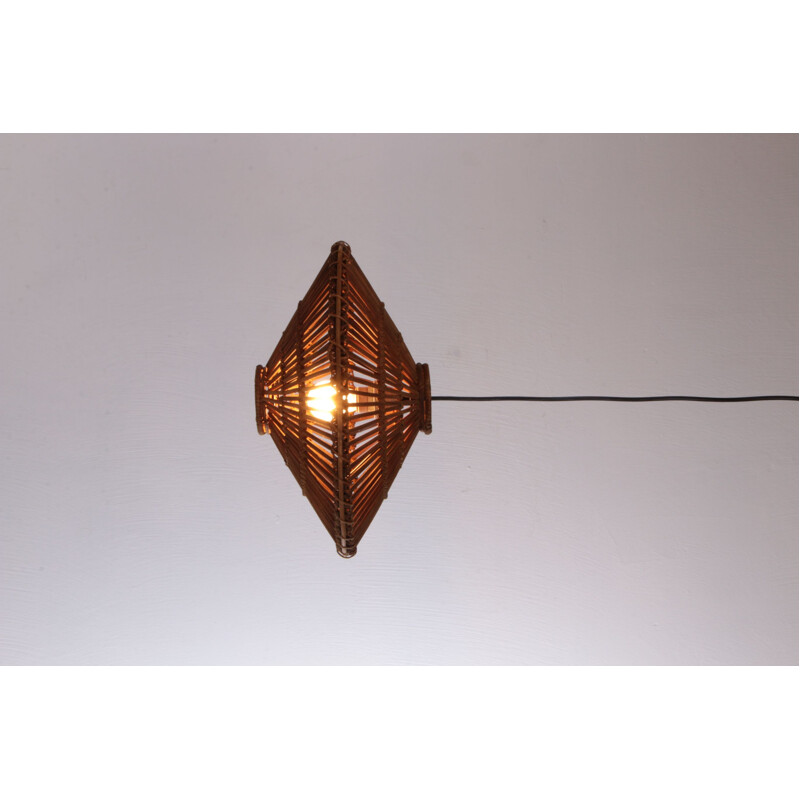 French vintage pendant lamp made of bamboo, 1960s
