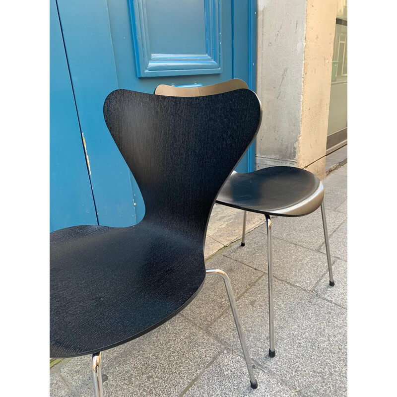 Pair of vintage black series 7 chairs by Arne Jacobsen for Fritz Hansen, 1958