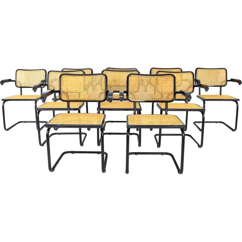 Pair of mid-century black B64 Cesca chairs by Marcel Breuer, Italy 1970
