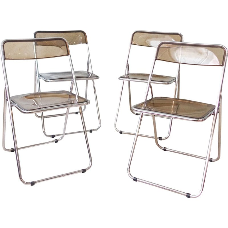 Set of 4 Plia chairs by Giancarlo Piretti for Castelli, Italy 1970s
