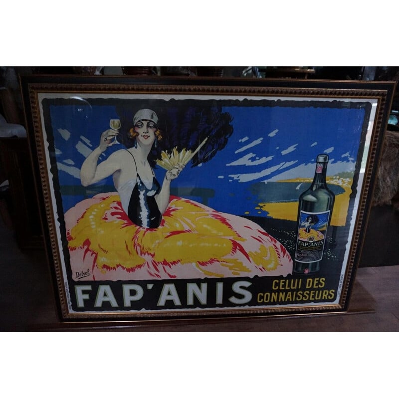 French vintage Art Deco liquor poster "Fap' Anis" by Delval, 1920s