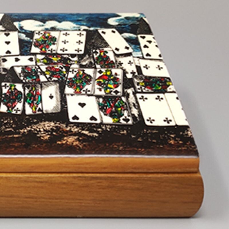Vintage playing cards box by Piero Fornasetti for Dal Negro, Italy 1980s