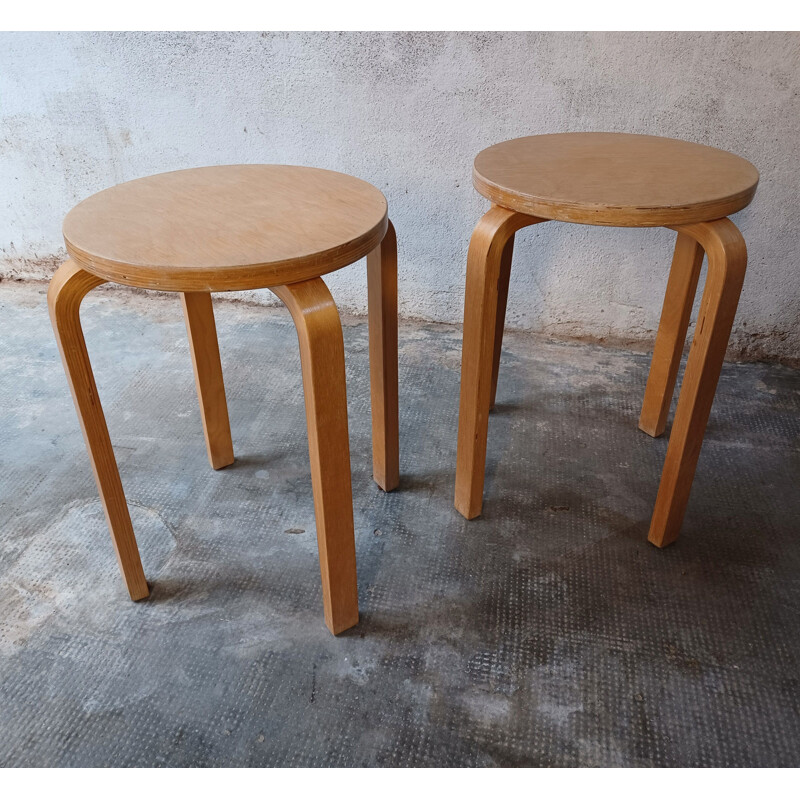 Pair of vintage wooden stools