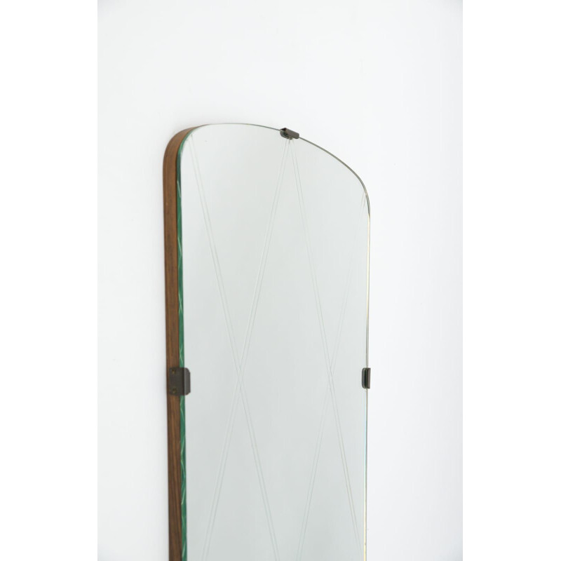Italian vintage wall mirror with brass elements, 1950s