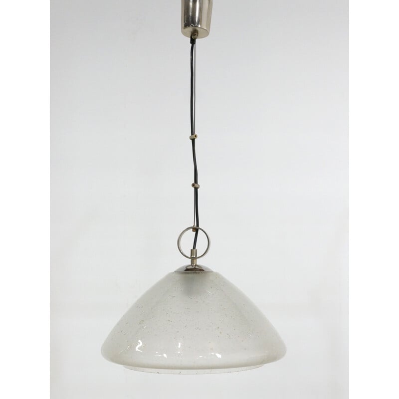Mid-century hanging lamp in white glass - 1970s