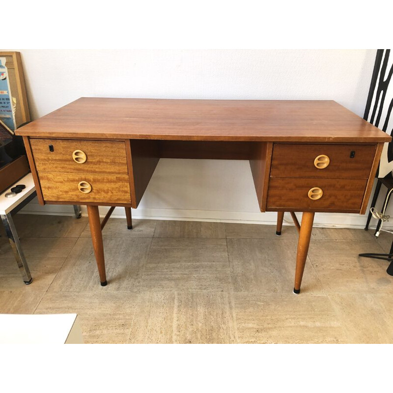 Scandinavian vintage teak desk with drawers, 1960-1970