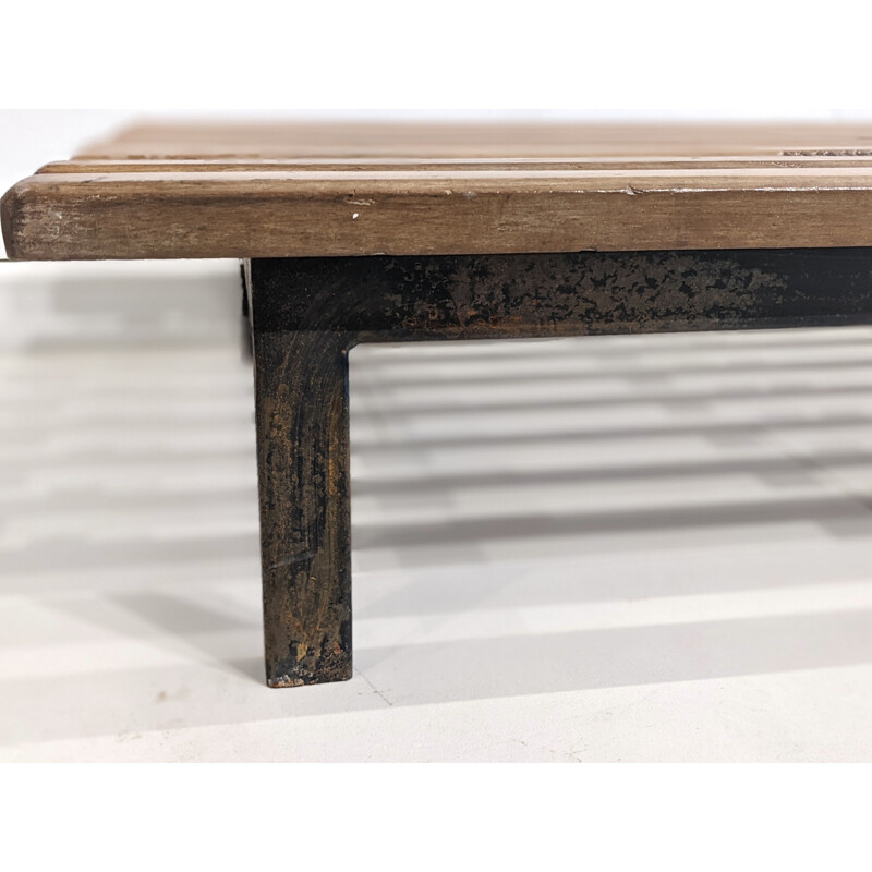 Vintage Cansado 9 slats bench in mahogany by Charlotte Perriand, 1954