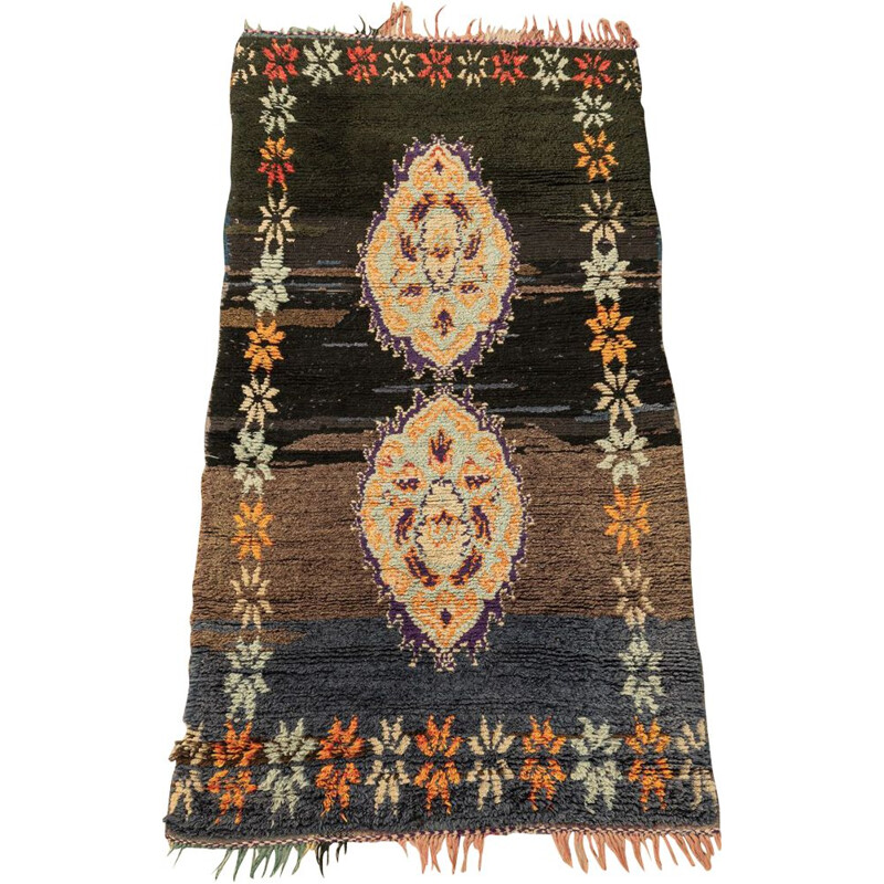 Vintage Azilal wool berber rug, Morocco