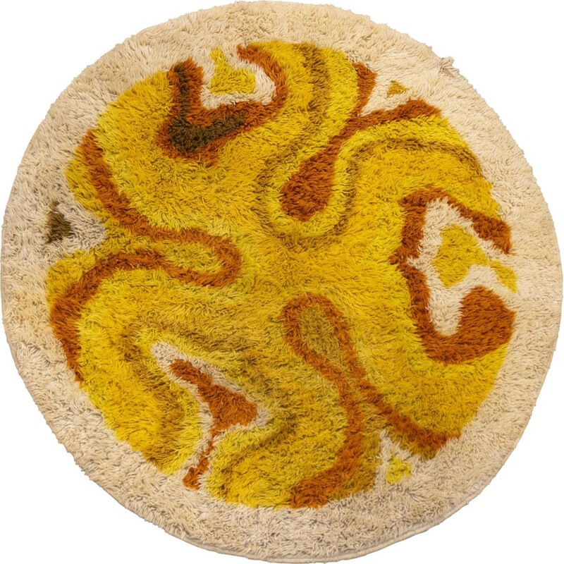 Vintage yellow Desso "Amoebe" rug