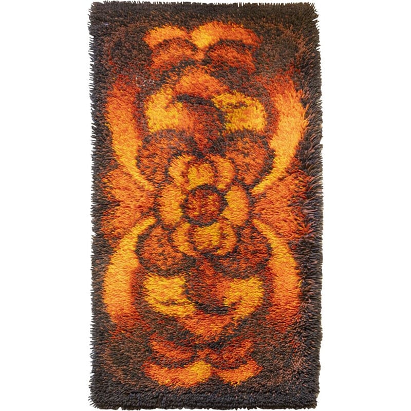 Vintage brown and orange "Flower" Desso rug
