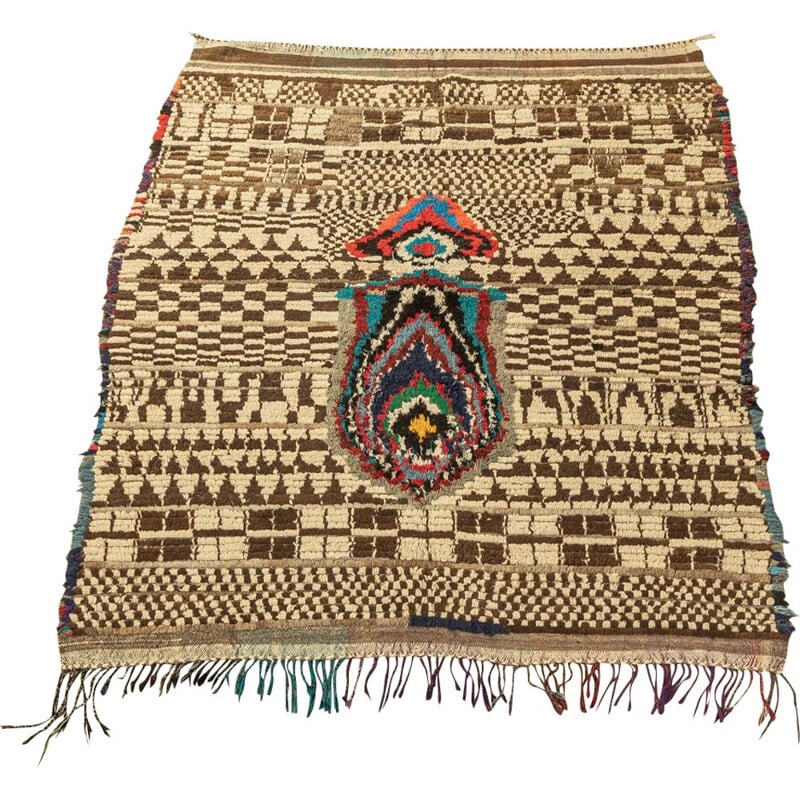 Vintage wool Ourika Berber rug, Morocco