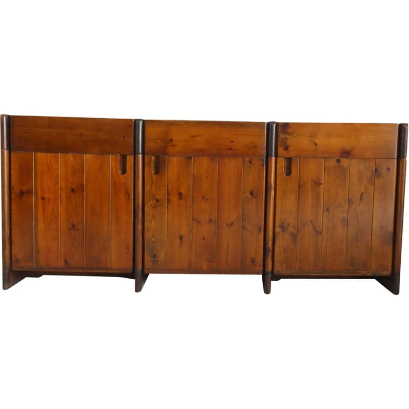 Vintage stained pine sideboard by Silvio Coppola for Fratelli Montana, Italy 1970