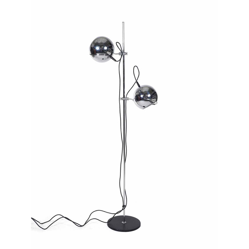 Vintage floor lamp with ball shaped chrome shades, 1960s