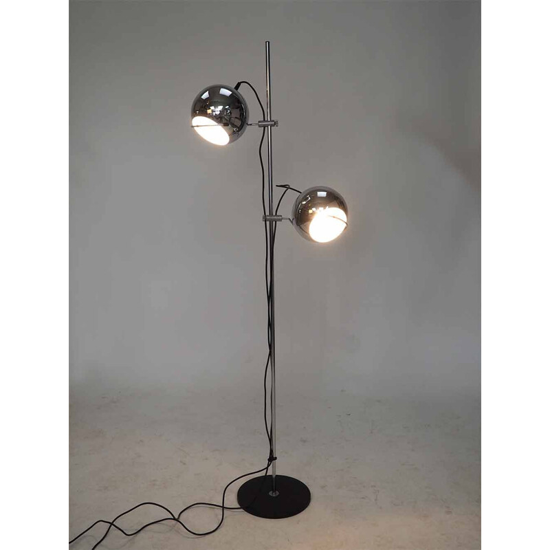 Vintage floor lamp with ball shaped chrome shades, 1960s