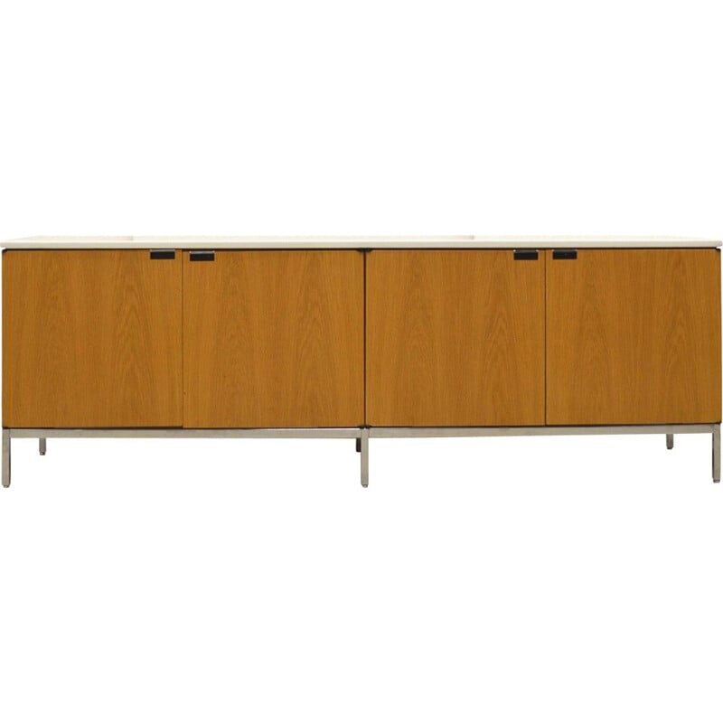 Vintage natural oakwood sideboard with marble by Florence Knoll for Knoll, 1990s
