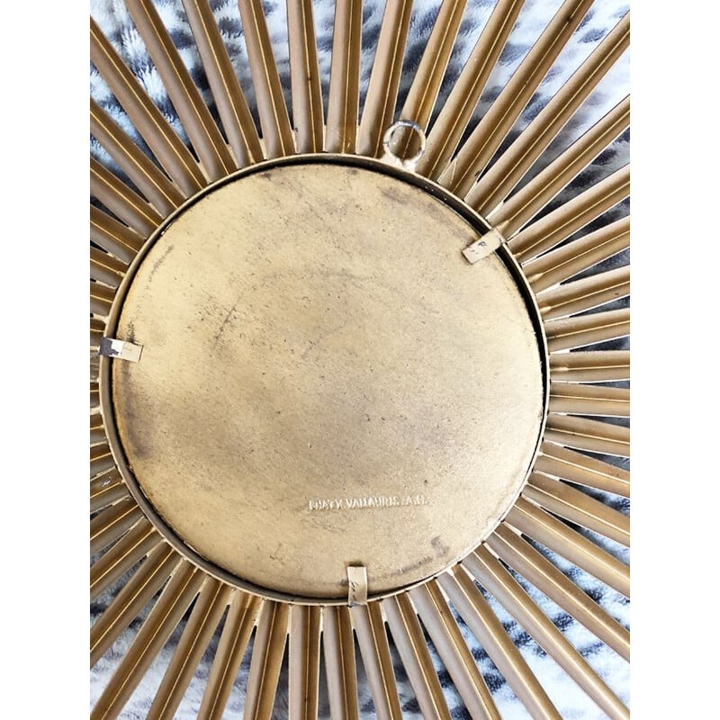 Vintage chaty Vallauris sun mirror in brass