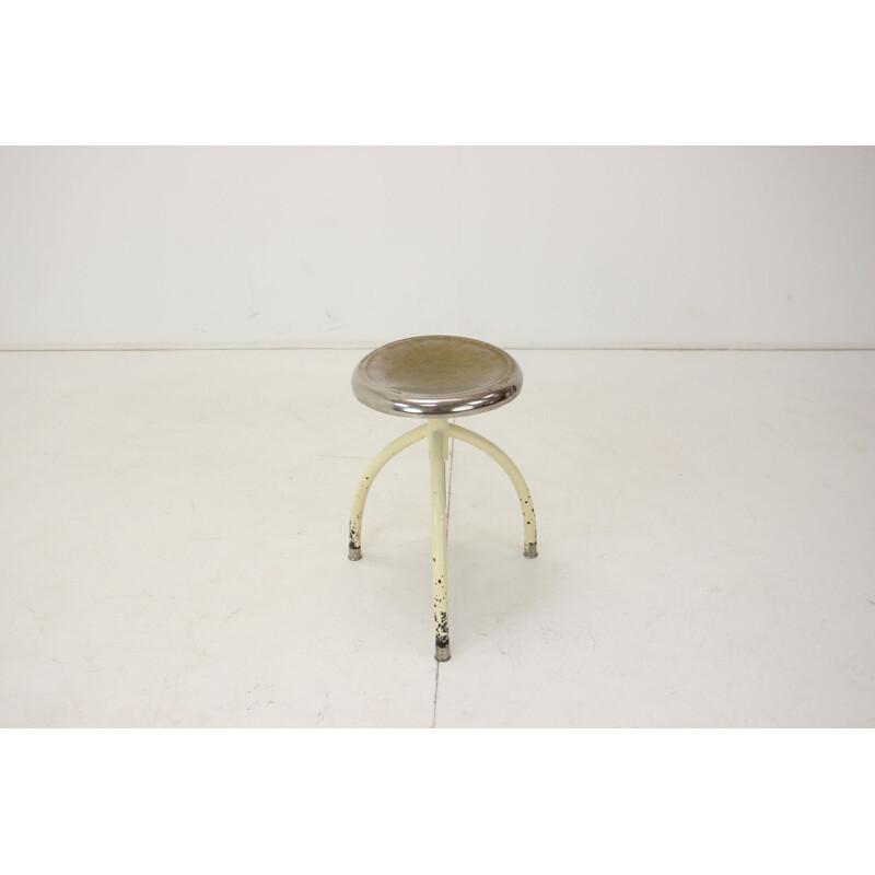 Vintage medical chrome adjustable stool, 1950s
