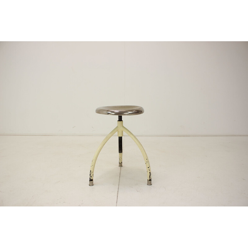 Vintage medical chrome adjustable stool, 1950s