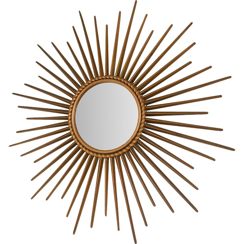 Vintage chaty Vallauris sun mirror in brass