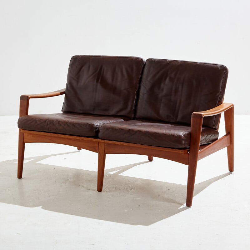 Danish vintage leather sofa by Arne Wahl Iversen for Komfort, 1950