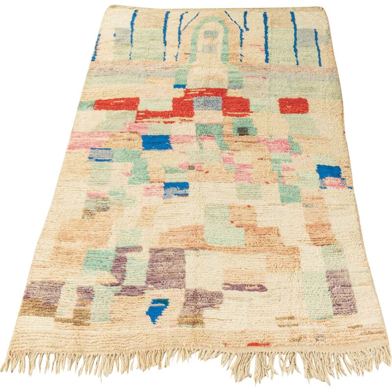 Vintage Summer Field wool berber rug, Morocco