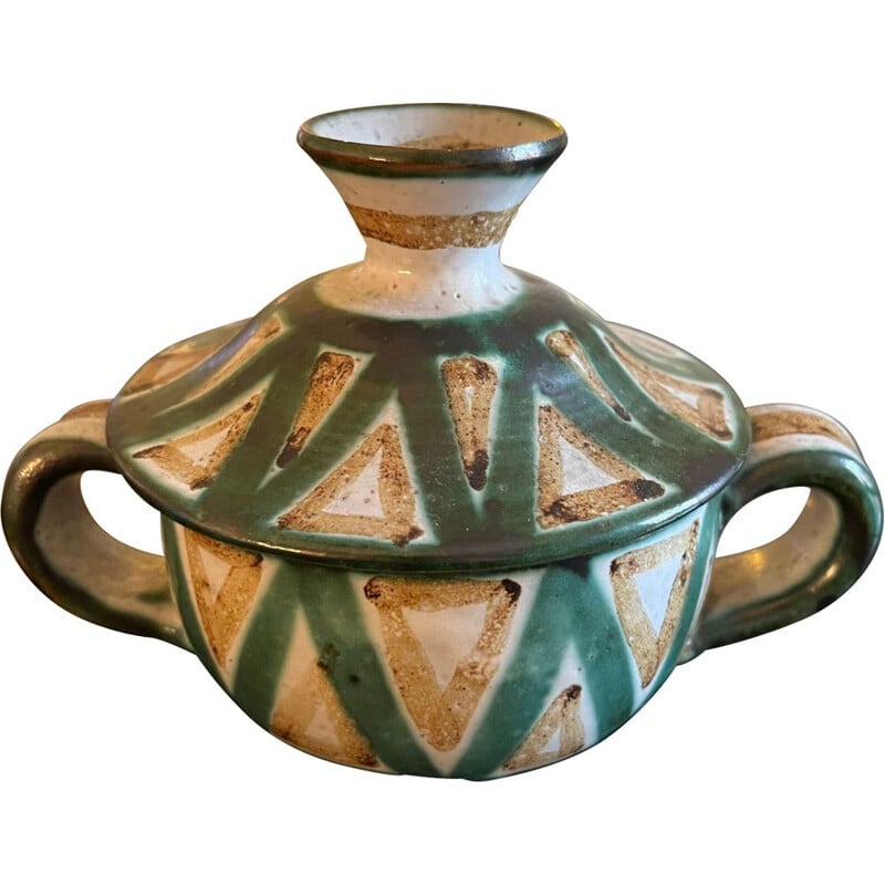 Vintage ceramic covered pot by Robert Picault, 1950