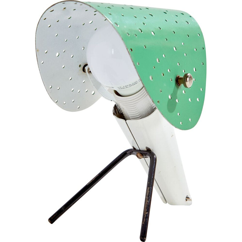 Vintage green table lamp with foldable shade