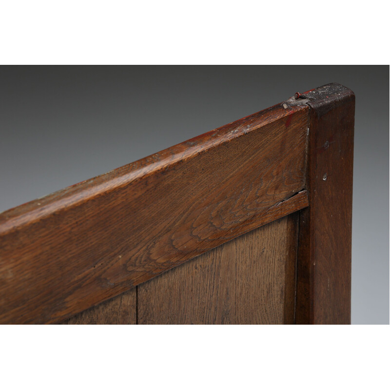 Vintage high back wooden Wabi-Sabi Pray bench, 1880s