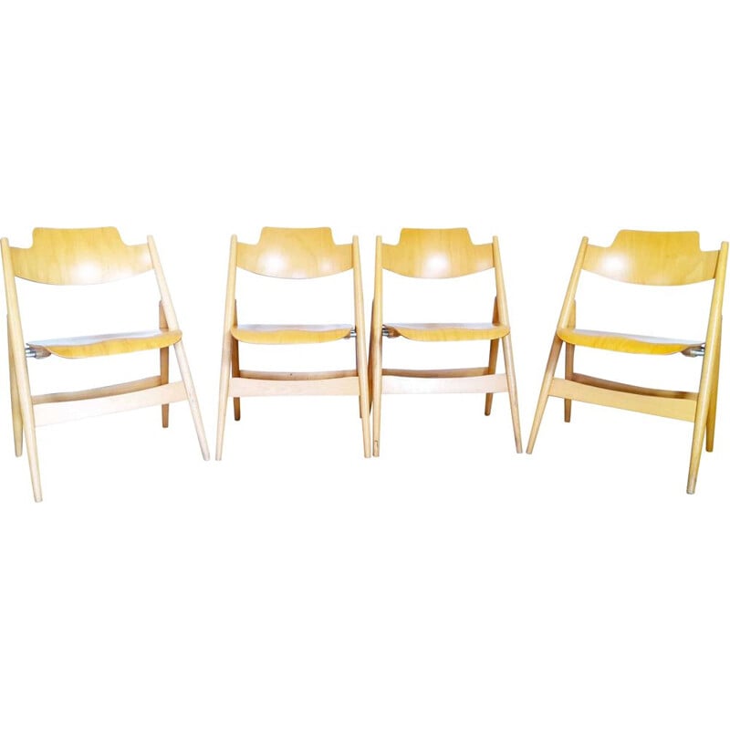 Set of 4 vintage folding chairs by Egon Eiermann for Wilde Spieth, Germany 1950-1960