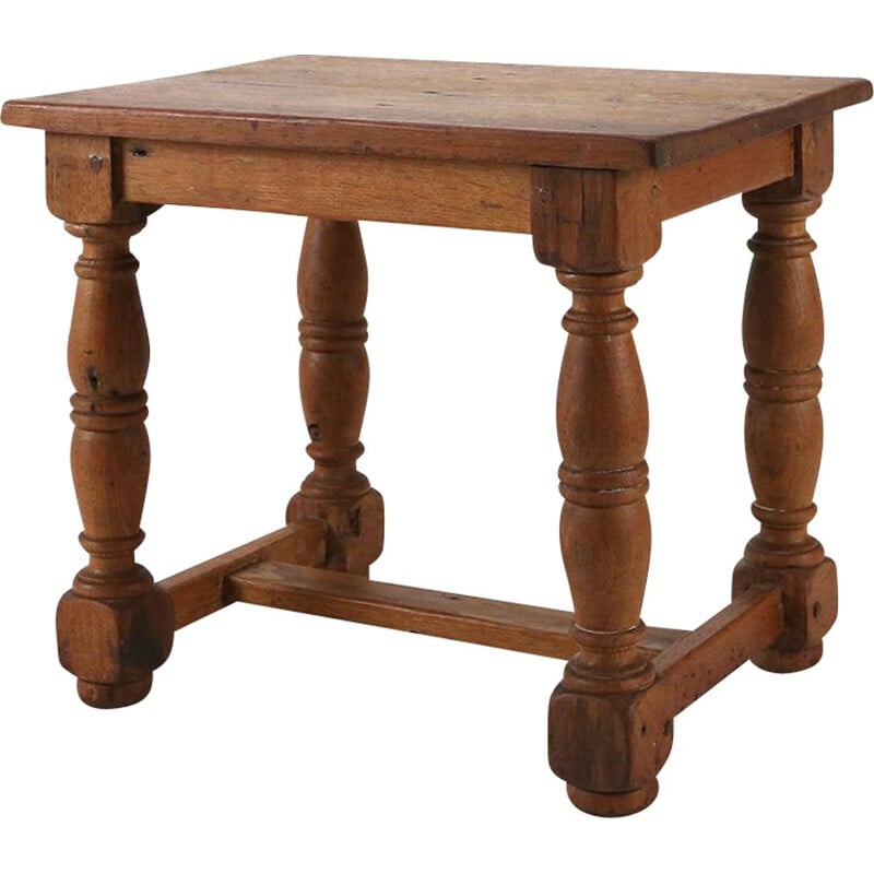 Vintage oak wooden side table, 1850
