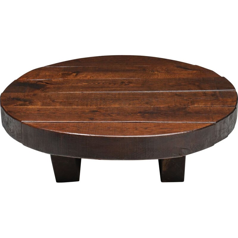 Vintage solid wood Wabi-Sabi coffee table, 1950s